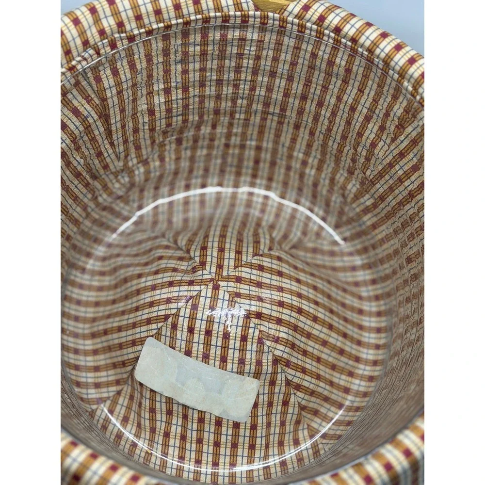 VTG Longaberger Basket Homestead Collectors Club 1999 Red Plaid Woven Round